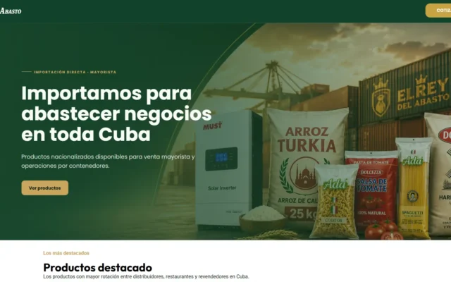 Página de inicio de El Rey del Abasto — importación mayorista para Cuba