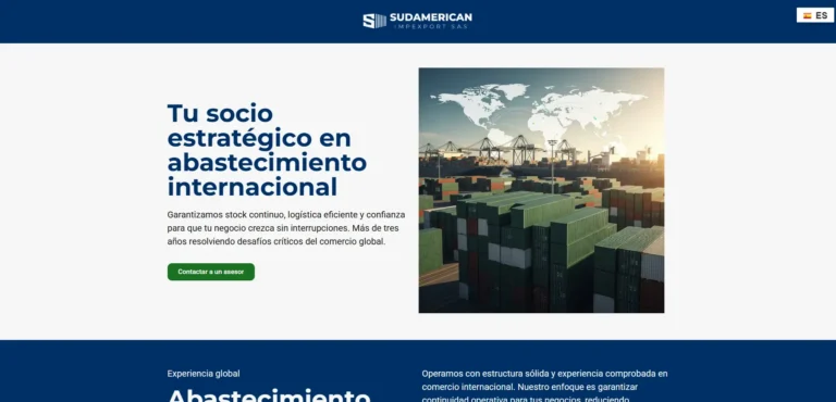 Página de inicio de Sudamerican Import & Export — abastecimiento internacional